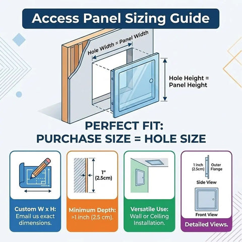 Access Panel Sizing Guide for White 32X32 Inch Aluminum Ceiling Access Panel For Drywall Smooth Push Open Spring Hinge Waterproof Utility Hatch.