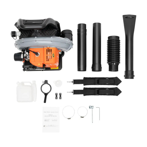 Backpack Gas Powered Leaf Blower With Harness Beast Mode Power 2.7kW 850CFM 63cc 4.3HP engine parts and accessories.