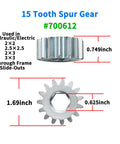 Easy Swap Replacement 15 Tooth Spur Gear For Lippert RV Slide Out Systems, dimensions and specifications shown