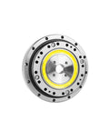 Front view of SHF 32 III High Precision Strain Wave Gear Reducer for automation robots, features compact design and durable metal casing.