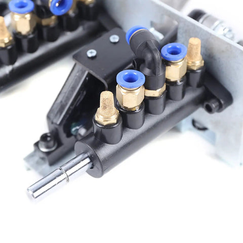 Close-up of Alloy Frame Workhorse Three Pedal Pneumatic Tire Changer Valve With Switch Control For 0.31 Inch Tube