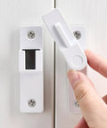 White Flip Barn Door Lock With 180 Degree Privacy Latch And Zinc Alloy Security Hardware being installed on a door