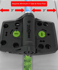 Heavy Duty Self Closing Gate Hinges Pair Black Steel with manual alignment adjustment, fit 3 inch posts, for outdoor fence.