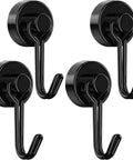 Set of 4 Heavy Duty Magnetic Hooks Neodymium Magnets 30Lbs Strength Rust Proof for Fridge or Refrigerator Oven Grill Kitchen Tools Holder