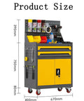 Heavy Duty Rolling Tool Cart With Roomy Sliding Drawers And Multipurpose Workbench Top For Garage Shop Storage Pro Spec Steel Tool Chest Organizer Built Tough, showing dimensions.