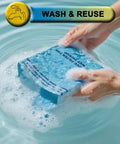 Hands washing a Ten Pack Wet Dry Vacuum Filter Bag For Stinger Husky Bucket Head And Other Two And A Half To Five Gallon Shop Vacuums Universal Fit VF2000 WS01025F 9 38737 Compatible Replacement Parts Heavy Duty Easy Fit in soapy water.