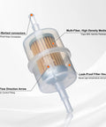 Detailed view of 15 Micron Fuel Filter Replacement for Kohler Engines CH20S CH25S CH670S showing internal features and labels