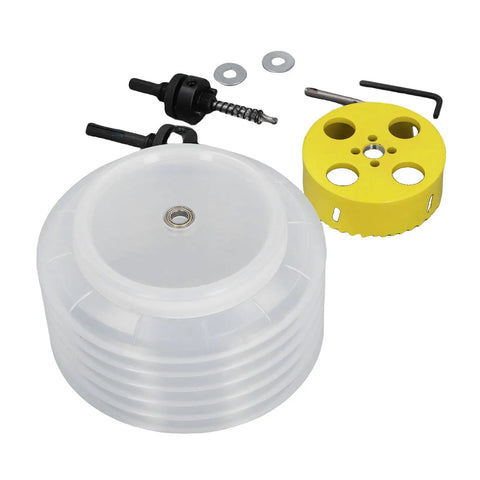 Awesome FTVOGUE Bimetallic Hole Saw Kit For Recessed Light Installation With Dust Bowl Cutting Clean Holes In Wood Plastic PVC And Metal For DIY Pros and Homeowners Alike, yellow 108mm saw with dust bowl