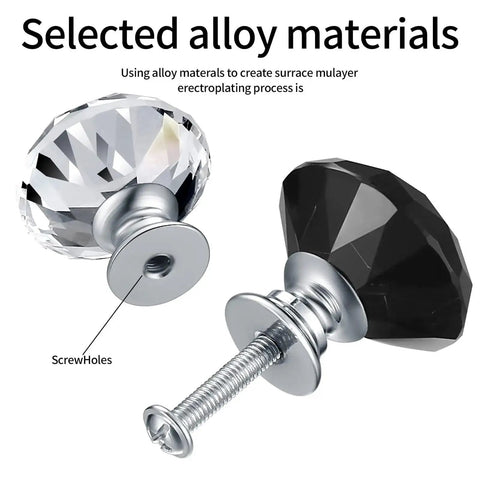 Two 24 Piece Snazzy Crystal Cabinet Knobs And Wardrobe Drawer Pull Handles For Furniture Refresh with alloy materials and screw holes.