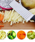 Fyigoto 2-piece stainless steel crinkle-wavy potato chip slicer with black handle