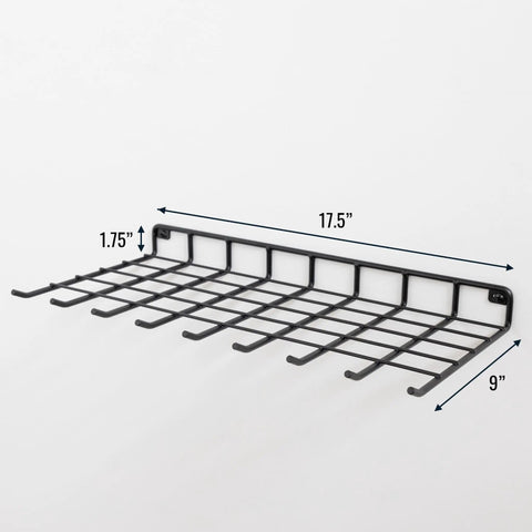Legit Heavy Duty Wall Mounted Wire Shelf Rack With Nine Sturdy Hooks For Hauling Brooms Mops And Cleaning Gear Game Changing Home Organization Setup For Laundry Or Garage