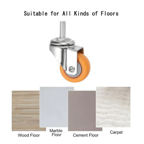 Heavy Duty Swivel Casters With Threaded Stem Mounts And Reinforced Brackets. Nylon Wheels On Ball Bearings Roll Like Grease on various floors.
