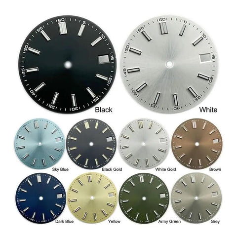 Replacement 28.5mm NH35 Movement Watch Dial BGW9 Luminous Blue Green Face for Mechanical Watches, multiple color options shown