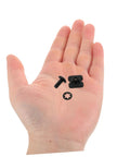 Black Football Backplate Screws Set Metal Hardware For Secure Shoulder Pad Mounts Quick Assembly For Football Gear Rugged Backplate Fasteners Game Ready Replacement Kit For Training And Games black screw set in hand