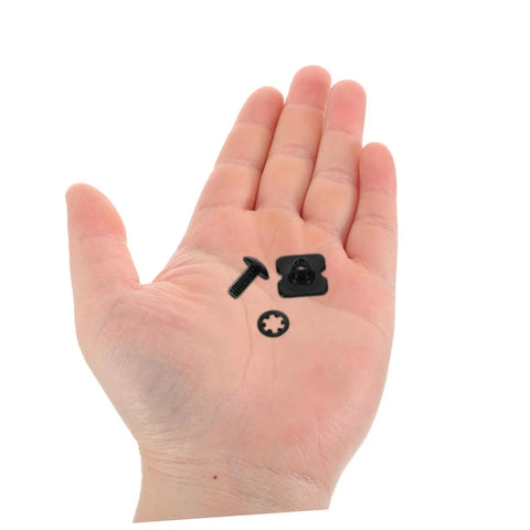 Black Football Backplate Screws Set Metal Hardware For Secure Shoulder Pad Mounts Quick Assembly For Football Gear Rugged Backplate Fasteners Game Ready Replacement Kit For Training And Games black screw set in hand