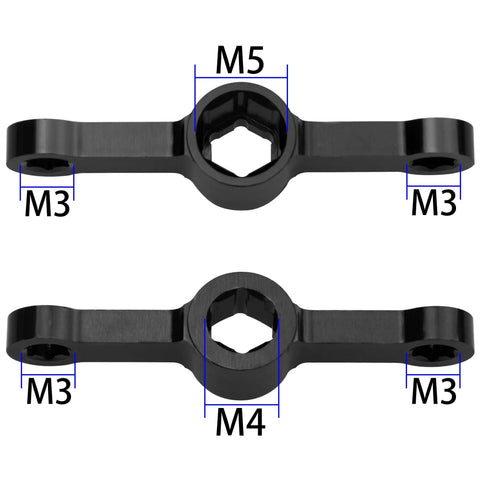 Two Piece Propeller Quick Release Wrench Kit For M3 M4 M5 Hex Nuts Includes Dual Size Hex Cutouts For M4 And M5 And Small For M3