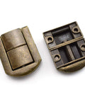 Close-up of 4 Pack Zinc Alloy Toggle Latch With Screws, Antique Bronze Finish, Rectangle Mini Hasp Clasp parts on light background.