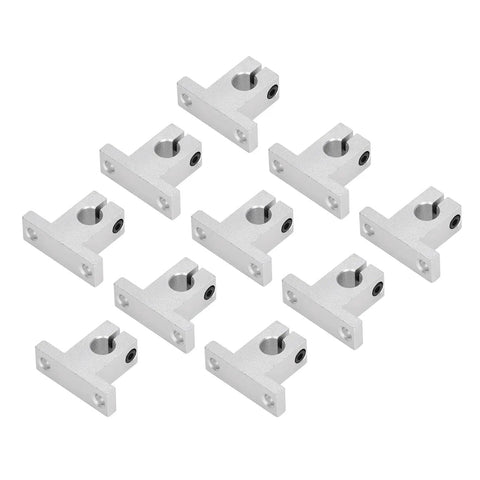 10 Pcs Linear Motion Rod Support For SK10 Aluminum Alloy Shaft Guide Rail Heavy Duty Load Capacity Smooth Edges With Precise Fit For 3D Printers And CNC Engraving Machines, 10-piece silver set