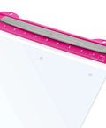 3 Hole Punch For Ring Binders With Built In Ruler, Handy Portable Paper Puncher, 5 Sheets Capacity, Deep Pink design on white paper
