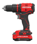 Side view of V20 Cordless Drill Driver Kit One Half Inch With Battery And Charger Included Brushless Motor Delivers 350 UWO Two Speed Gearbox