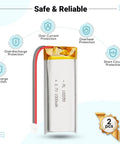 3.7V 1200mAh LiPo Battery Pack With PCM Protection showing safety features and Micro JST 1.25mm connector for various projects.