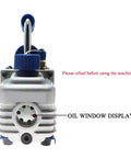 Pro Grade Heavy Duty Single Stage Rotary Vane Vacuum Pump For Refrigerant Hvac Service with oil sight glass view and handle.