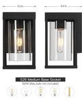 2-Pack Black Outdoor Wall Light Fixtures Exterior Wall Lantern Sconce For Porch And Patio, 9-Inch Tall Wall Mount With Clear Glass Shade, Weatherproof Exterior Lighting For Curb Appeal