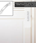 Acrylic Cabinet Pulls Set Of 8 Arc Drawer Handles With Screws, Crystal Wardrobe Knobs installed on a white cabinet door.