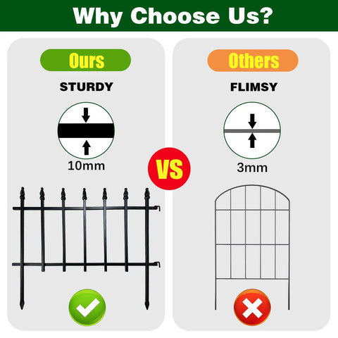 Rustproof Metal Garden Fence Panels 22 Inch Wide 18 Inch High Foldable Border Fence Set Of 5 for flower beds and yard boundaries comparison