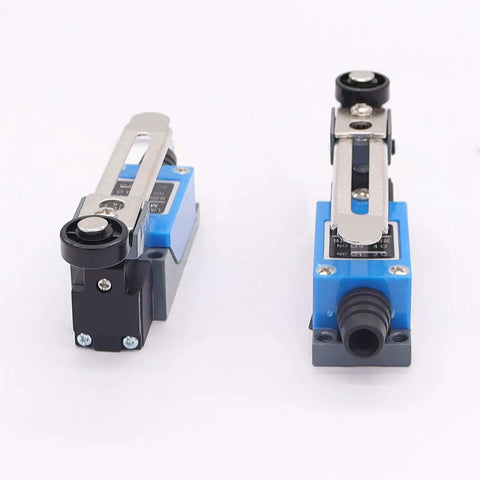 4 Pieces ME-8108 Adjustable Roller Lever Arm Momentary Limit Switch DPDT NC NO For CNC Mills And Routers, front and side view