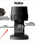 Automatic 58 MM Electric Espresso Tamper With Precision Pressure Dial showing adjustment features and tamper-evident standard.
