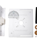 Premium Aluminum Alloy Router Insert Plate For Milling Machine Worktable Anodized Surface with accessories and scale.