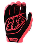 Airflow Motocross Glove For Adults Glo Red X Large, off road MTB and BMX, showing breathable micro mesh back and sonic welded TPR details