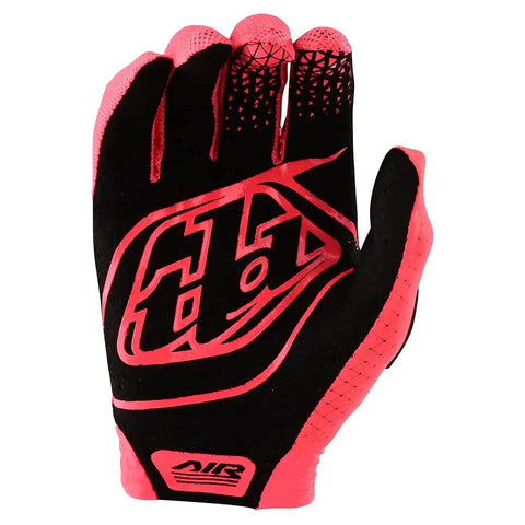 Airflow Motocross Glove For Adults Glo Red X Large, off road MTB and BMX, showing breathable micro mesh back and sonic welded TPR details