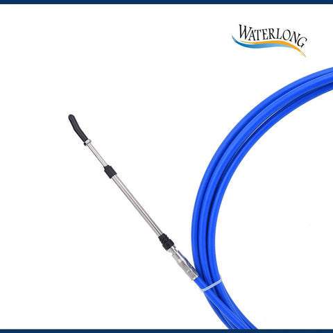 Two 20 Foot Blue Throttle Control Cables For Outboard Rotary Steering On Most Single Station Boats With Stainless Steel Ends And HDPE Liner