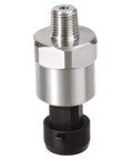 FASTROHY stainless steel pressure transducer with 1/8 NPT thread and black mounting base, front view.