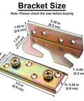Bed Rail Brackets For Wooden Beds Heavy Duty Non Mortise Fittings Set Of 4 With Screws measuring 3.5 x 1.3 inches galvanized steel