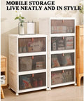 Clear Foldable Door Storage Organizer With Snap On Lids Stackable Polypropylene Hanging Bins arranged in a neat, organized display.