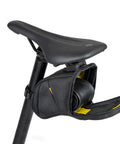 Open Aero Wedge Pack DX Medium Under Saddle Bag 0.9 L Expanding Capacity With QuickClick F25 Mount revealing internal pockets