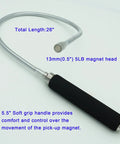 VASTOOLS flexible magnetic pickup tool, 26-inch length, 5 lb magnet head with black foam grip.