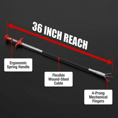 36 Inch Drain Clog Remover Tool With Flexible Claw Grabber For Fast Hair Removal In Sinks Showers Tubs And Drains Without Chemicals Bendable Retrieval Tool For Pipes Kitchen Bathroom RV
