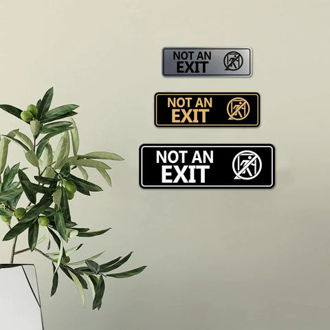 Not An Exit Stick Figure Sign Brushed Silver Small 2 Pack Clear Exit Icon For Quick Recognition In Emergencies Hallways Doors And Storage Areas For Public Buildings And Businesses, brushed silver wall sign