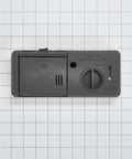 Dishwasher Detergent Dispenser Assembly Replacement Part In Black For Whirlpool Built Dishwashers Easy Install Direct Fit Durable Genuine Part Long Lasting Performance No Fuss, front view