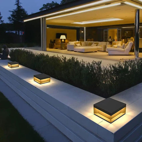 Outdoor Square Post Lights 11 Inch Dope Pillar Lamps Built Tough From Die Cast Aluminum Waterproof LED Path Lighting For Patio