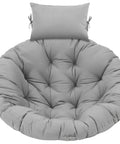 Gray Egg Chair Cushion Replacement For Indoor Outdoor Hanging Basket Chair 45x45 Waterproof Pad With Comfy Headrest