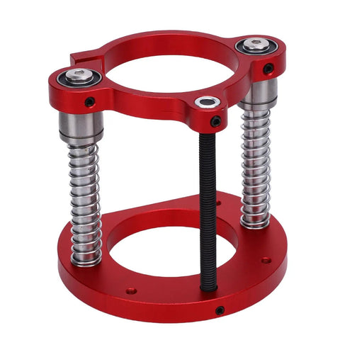 Pro Grade Router Lift Base With 2 Jaw Clamping System, Heavy Duty Aluminum, Precise Height Adjustment, 70mm Stroke, Smooth Manual Crank, Vibration Free Depth Control For Woodworking And CNC Trimming Machines Red red aluminum router lift base with dual jaw clamp and spring posts