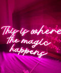 Large Pink Neon Sign This Is Where The Magic Happens Led Neon Light For Bachelorette Party Birthday Wedding Engagement Party Bar Club Wall Hanging Decor 60x34cm Lit Romantic Glow Creates Cozy Ambience In Any Room