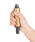 Hand holding Rock Solid Metal Straight Shank Pneumatic Air Die Grinder, showcasing its compact design and lightweight frame.
