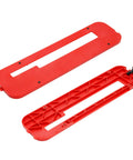 Two red Dado Insert Table Saw Stand Replacement Plates For 4000 Series Table Saws Mfr No 4100 And GTS1031 TS1007, top and bottom view