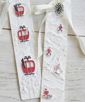 Top Notch Cable Car Ski Board Metal Die Cuts For Handmade Card Making And Cozy Winter Scrapbook Layouts Slick Carbon Steel Punch Dies on layered textured card.